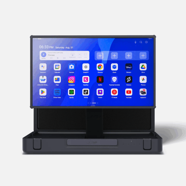 Mobile Pixels Pixcase 27" LCD Touchscreen Monitor, Android 13, 1080p Full HD, 450 Nit, 10-Point Touch, Wireless, HDMI/USB-C, 40W Speakers, 5Hr Battery
